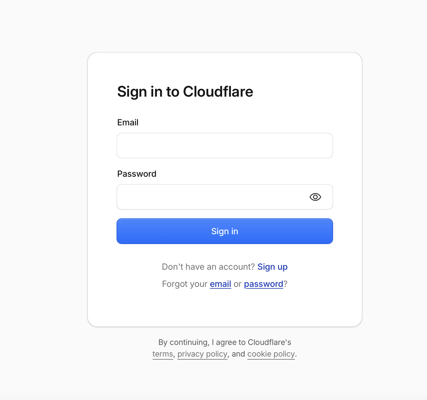 Cloudflare 로그인 화면